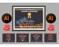 4 Plantillas de Certificados AI Tiff Illustrator